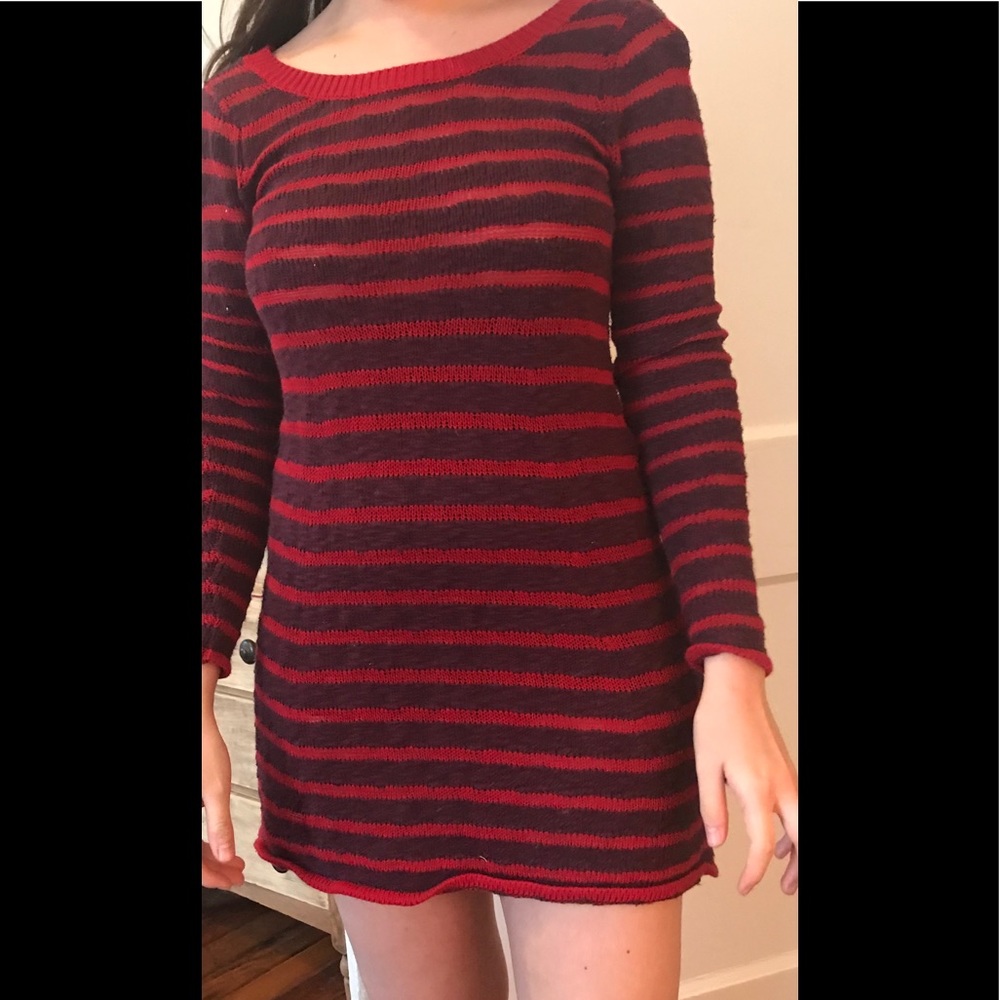Red striped babydoll dress